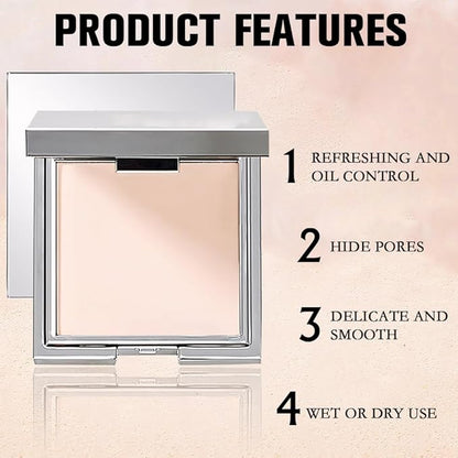 Matte Invisible Poreless Pressed Face Powder Makeup,Lightweight Breathable Vegan Setting Powder (02#Light)