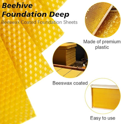 Yellow Beehive Wax Coated Foundation Sheet,Waxed Foundation Sheet, 8-1/2-Inch Deep Foundation