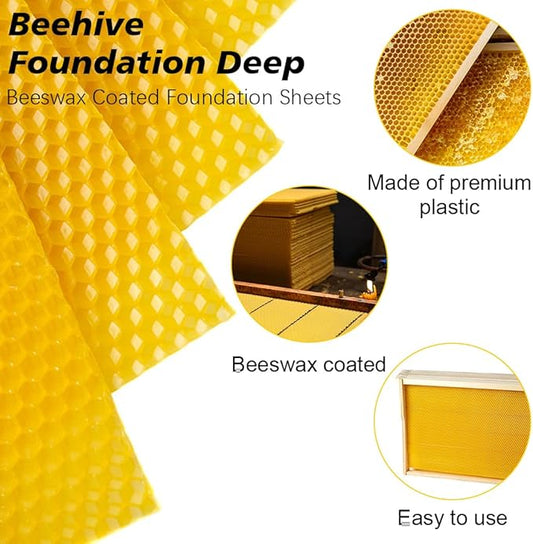 Yellow Beehive Wax Coated Foundation Sheet,Waxed Foundation Sheet, 8-1/2-Inch Deep Foundation