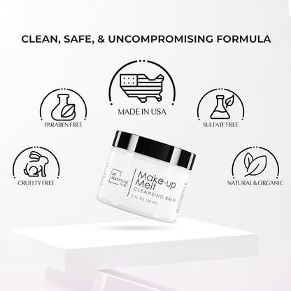 My Adventure to Fit Make up Cleansing Balm - Makeup Remover Melting Balm & Moisturizer Face Cream - Made in The USA Hydrating Facial Cleanser & Makeup Products for Women (2fl oz)