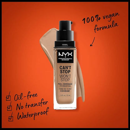 NYX PROFESSIONAL MAKEUP Can't Stop Won't Stop Foundation, 24h Full Coverage Matte Finish - Classic Tan