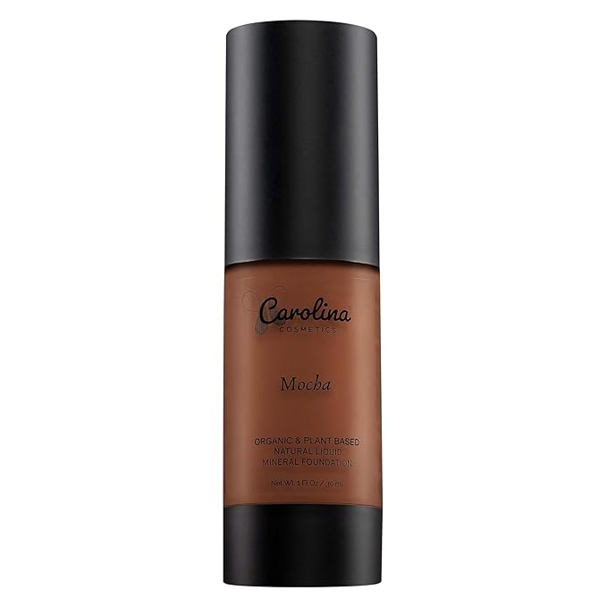 Plant-Based Foundation in Mocha Shade - Hydrating, Pore-Minimizing & Buildable Coverage - Vegan, Non-GMO, Gluten-Free, Paraben-Free- Sun Protection - 1Fl Oz