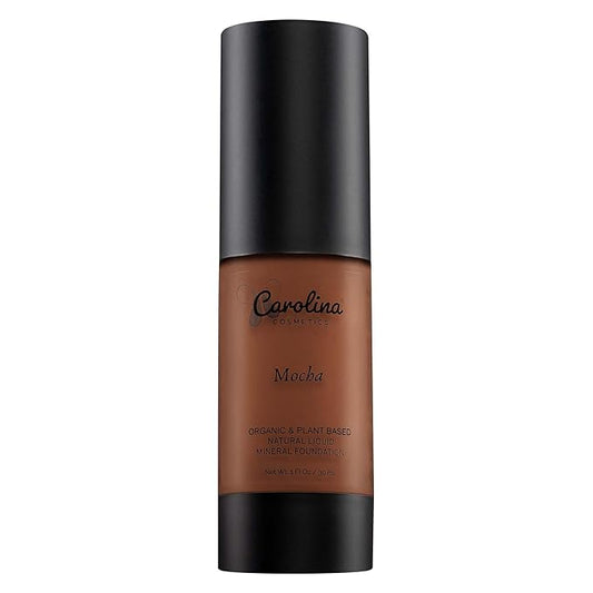 Plant-Based Foundation in Mocha Shade - Hydrating, Pore-Minimizing & Buildable Coverage - Vegan, Non-GMO, Gluten-Free, Paraben-Free- Sun Protection - 1Fl Oz
