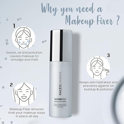 Ultime Pro Makeup Fixer | Long Lasting Setting Spray | Hydrating & Refreshing Facial Mist with Hyaluronic Acid | Lightweight & Non Sticky | 3.38 Fl Oz (100ml)