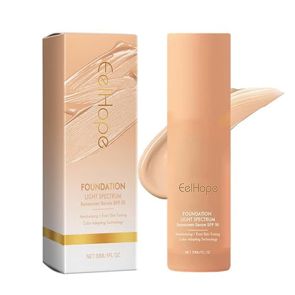 Dulele Full Coverage Liquid Foundation, Moisturizing Lightweight Longwearing Foundation, Matte Finish Medium Spectrum with SPF 50+