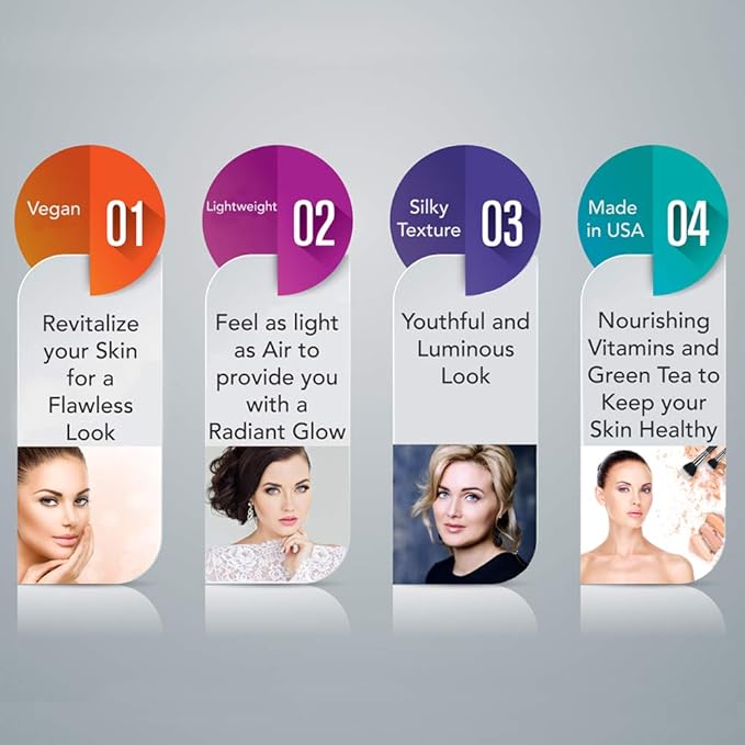 Pressed Mineral Makeup Foundation Cocoa with Vitamin A, E and Green Tea. This Mineral Cosmetic Made in USA with No Paraben