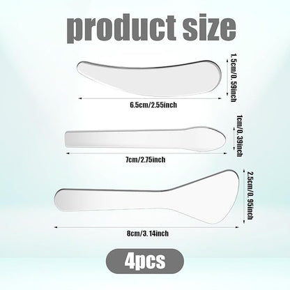 Giantree 4Pcs Mini Metal Cosmetic Spatulas, Makeup Spatulas Skincare Spatula Cream Spatula Reusable Beauty Accessories for Mixing and Sampling Plant Masks Skin Care Creams Eye Cream Essences