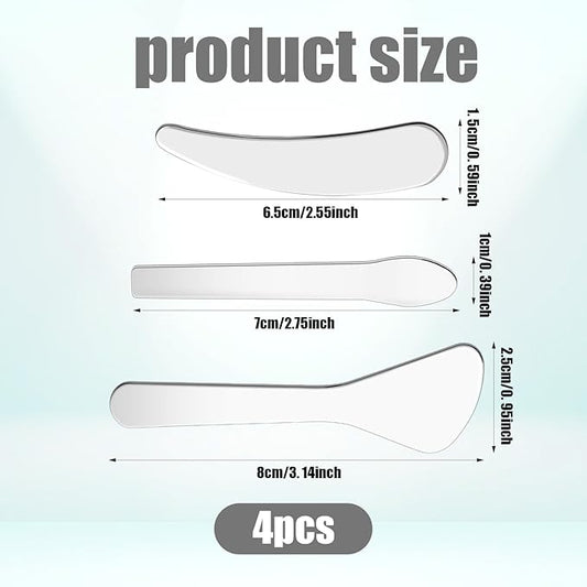 Giantree 4Pcs Mini Metal Cosmetic Spatulas, Makeup Spatulas Skincare Spatula Cream Spatula Reusable Beauty Accessories for Mixing and Sampling Plant Masks Skin Care Creams Eye Cream Essences