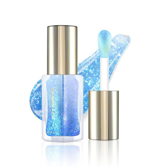 CHARMACY Aurora Chameleon Moisturizing Lip Gloss, MultiColor Shifting Shimmer Lip Gloss, Hydrating Non-Sticky Formula Glitter Lip Glaze, Easy to Apply, Long-Lasting, High-Shine Sheer Finish #05