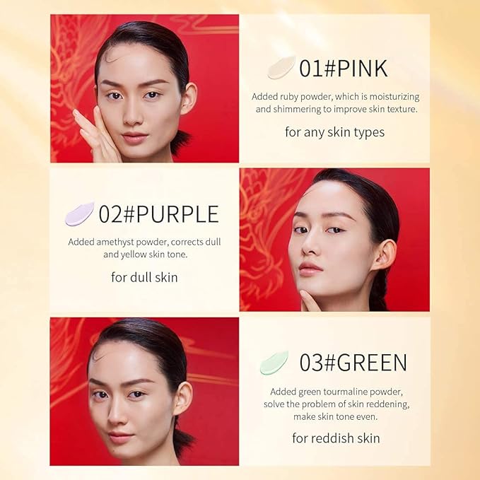 Gemstone Poreless Face Primer, Lightweight & Long-Lasting Makeup Primer for Face, Contains Ruby Powder for Hydrating, Skin Tone Correcting and Brightening, 1 Fl Oz