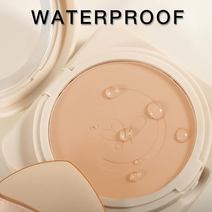 Matte Pressed Powder, Wet & Dry Concealer Foundation, Oil Control Flawless Setting Powder, Portable Face Makeup Compact with Puff Applicator