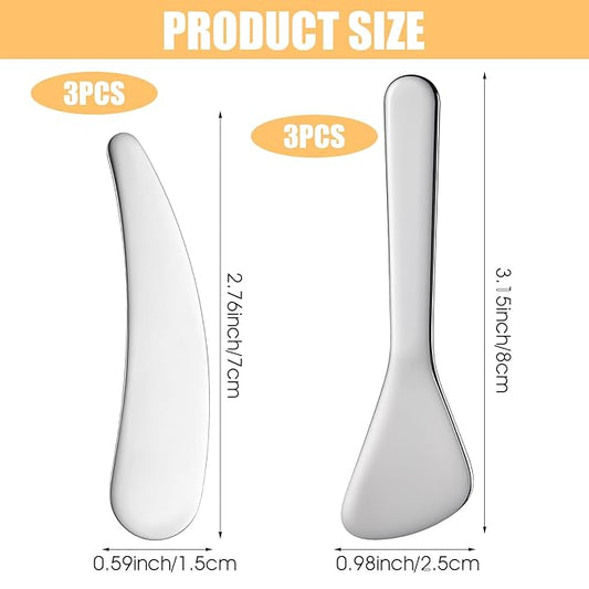 6 Pcs Mini Metal Makeup Spatula Cosmetic Skincare Applicator Facial Massage Beauty Tools Reusable Cream Spatula Beauty Accessories for Mixing Sampling Mask Eyecream Essences Lotions Moisturizers