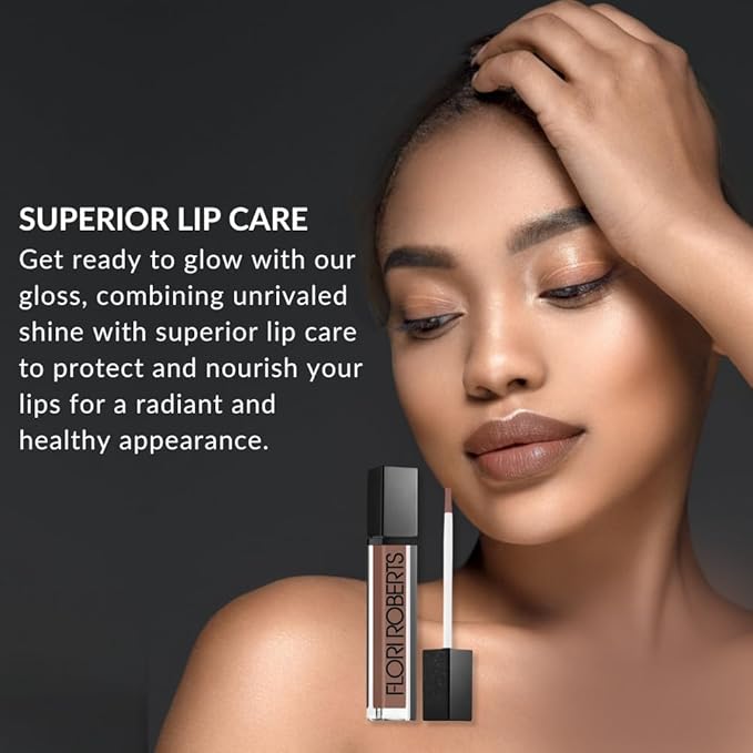Flori Roberts Mineral Base Lip Shine, Vibrant Lip Gloss Makeup for Women of Color or Deeper Skin Tones, Non-Sticky, Long Wear High Shine Finish