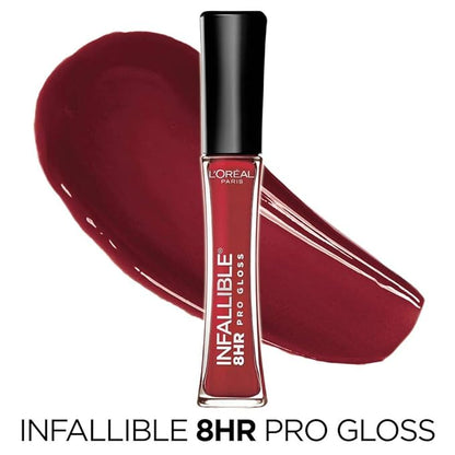 L'Oreal Paris L’Oreal Paris Makeup Infallible 8 Hour Lip Gloss, Comfortable & Hydrating Formula, Rebel Red, 0.5 fl.oz.