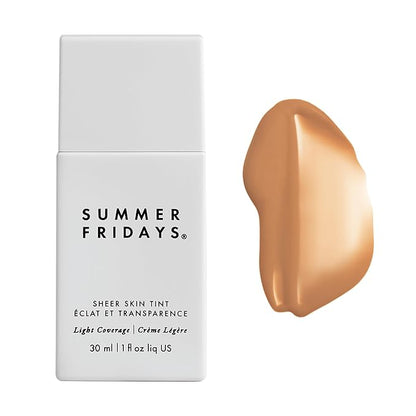 Summer Fridays Sheer Skin Tint - Skin Tint with Hyaluronic Acid - Helps Diminish Uneven Skin Tone - Sheer to Light Coverage - Shade 6 - Medium Tan with Warm Golden Undertones (1 Fl Oz)