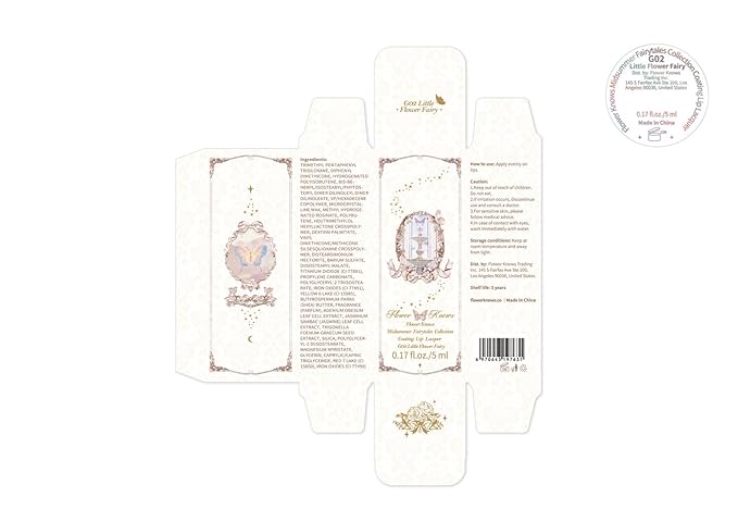 Flower Knows Midsummer Fairytales Coating Lip Lacquer,Glowy Non-Fading Lip Gloss,Hydrating Tinted Lip Oil for Girls&Women,Vegan & Cruelty Free,0.17Fl Oz(G02 Little Flower Fairy)