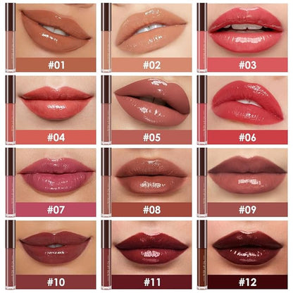 Hydrating Glow Lip Gloss Oil, Tinted Lip Plumper Lip Glosses Oil, Younger-Looking Lips Chocolate Scent, Non-Sticky Creamy Texture for Dry Lips, Brillo labial en aceite hidratante con brillo 02#