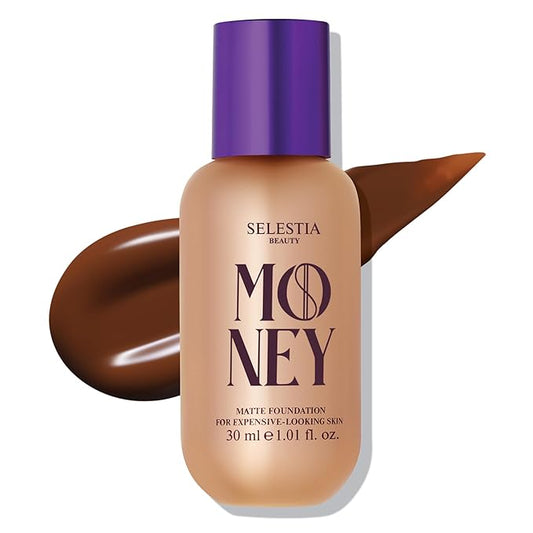 Money Liquid Matte Foundation – Long-Lasting, Natural Looking & Buildable Coverage – For Combination, Dry, Oily Skin – Lightweight & Moisturizing (Mocha)