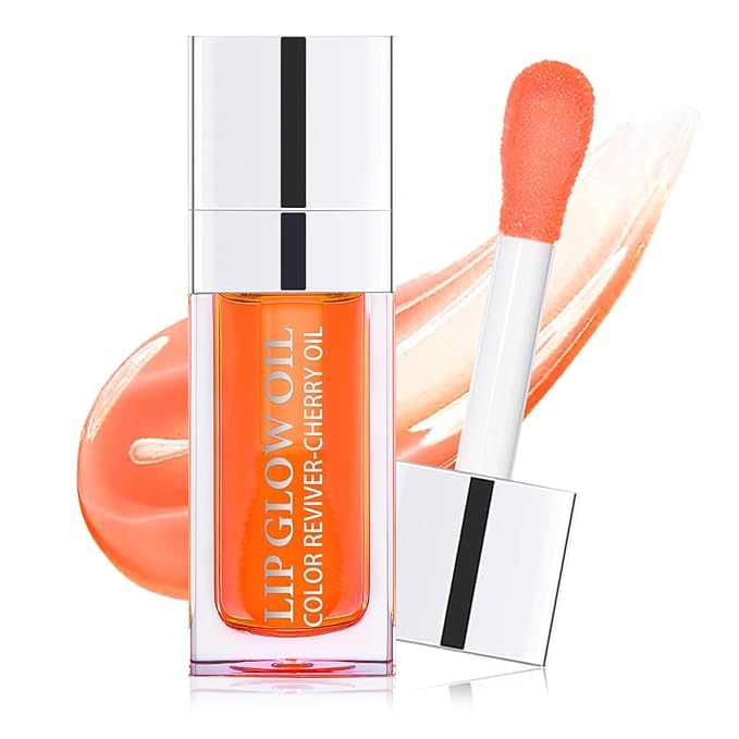 Hydrating Lip Glow Oil, Plumping Lip Gloss, No-Sticky Transparent Moisturizing Lip Balm, Natural Lip Plumper Gloss Make Lips Fuller and Moisturizing - Coral