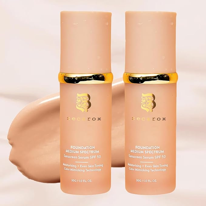 4 in 1 Foundation Liquid,4 in 1 Cosmetics Foundation Liquid with SPF 50,Medium Coverage,Longwearing & Waterproof, Hydrating Color Changing Spectrum Achieve Flawless Skin (2PCS)
