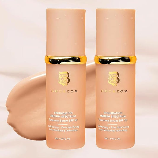 4 in 1 Foundation Liquid,4 in 1 Cosmetics Foundation Liquid with SPF 50,Medium Coverage,Longwearing & Waterproof, Hydrating Color Changing Spectrum Achieve Flawless Skin (2PCS)