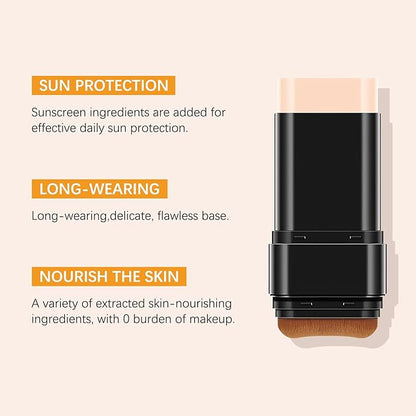 3 in 1 Anti-wrinkle Hydrating Lightweight Foundation Stick Concealer & Makeup, Multi-Use Long-Lasting Formula for All Skin Types (Light, 20g/0.71oz)