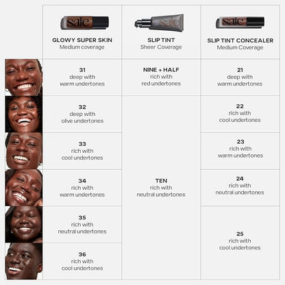 Saie Glowy Super Skin Tint Liquid Foundation - Hydrating Serum Foundation with Lightweight, Medium Coverage - Formulated with Hyaluronic Acid to Hydrate, Brighten and Plump - Shade 33 (1.01 oz)