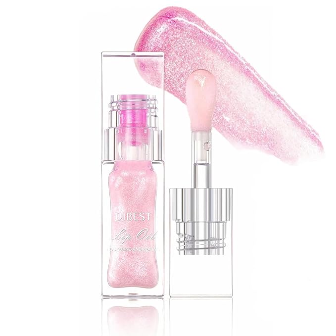 Cosmetics Color Changing Lip Oil, Magic Big Brush Color Changing Lip Oil,Plumping Lip Gloss Hydrating Lip Care Non-sticky Big Brush Head Korean Lip Tint Primer Glitter Shine Lipgloss (GLITTER)