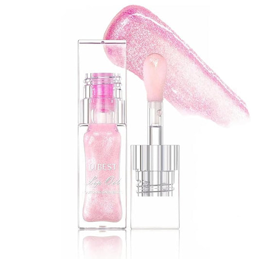 Cosmetics Color Changing Lip Oil, Magic Big Brush Color Changing Lip Oil,Plumping Lip Gloss Hydrating Lip Care Non-sticky Big Brush Head Korean Lip Tint Primer Glitter Shine Lipgloss (GLITTER)