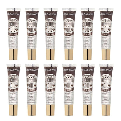 Ruby Kisses Broadway Vita-Lip Clear Lip Gloss (Coconut Oil 12 Pack), Ultra-Hydrating & Soothing Formula with Vitamin Oils, High-Shine Non-Sticky Finish, Healing Glossy Lip Balm Locks in Moisture
