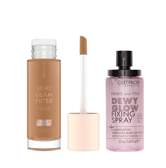 Catrice | Prime & Fine Illuminating Dewy Glow Spray & Soft Glam Filter Fluid 065 Bundle | Full Coverage Makeup | Vegan & Cruelty Free
