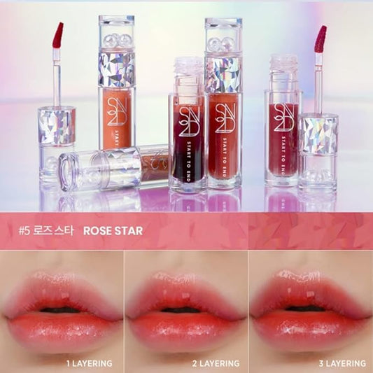 Endluster Tint | Water Tint Long-Lasting Moisture Lips Stain, Vivid Color Lip Tint, High Pigment Color, Coated with Argan Oil (#5 Rose Star, 3.9g)