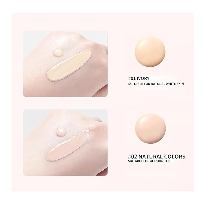 BLUE LOVE Liquid Foundation Makeup Full Coverage - Tinted Moisturizer for Combination & Oily Skin, Waterproof BB Cream Concealer for Mature Skin (Ivory White)