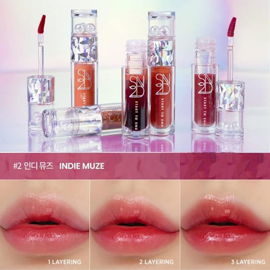 Endluster Tint | Water Tint Long-Lasting Moisture Lips Stain, Vivid Color Lip Tint, High Pigment Color, Coated with Argan Oil (#2 Indie Muze, 3.9g)