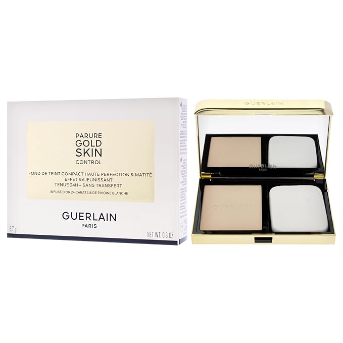Parure Gold Skin Control Matte Compact Foundation - 0N Very Light Skin with Neutral Beige Undertones by Guerlain for Women - 0.3 oz Foundation
