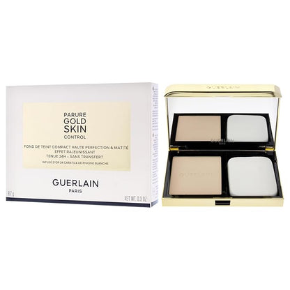 Parure Gold Skin Control Matte Compact Foundation - 0N Very Light Skin with Neutral Beige Undertones by Guerlain for Women - 0.3 oz Foundation