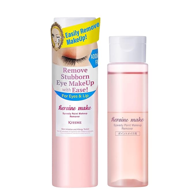 Heroine Make by KISSME Speedy Point Makeup Remover for Face, Lips & Cheek Makeup, Japanese Liquid 120mL/4.2 Fl Oz (For Waterproof Mascara/Eye Liner & Shadow)