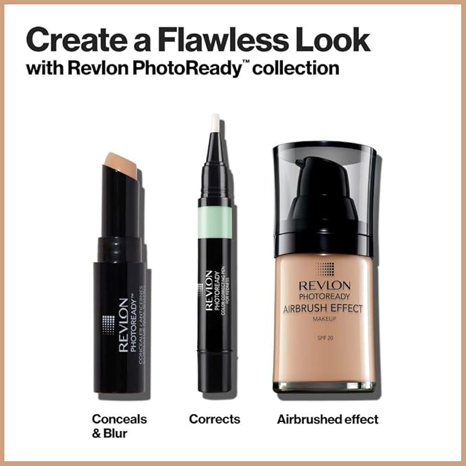 Revlon Concealer Stick, PhotoReady Face Makeup for All Skin Types, Longwear Medium- Full Coverage with Creamy Finish, Lightweight Formula, 004 Medium, 0.11 Oz