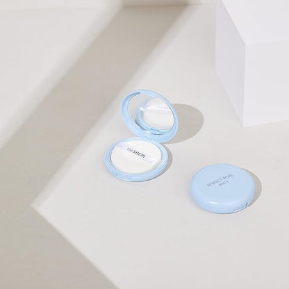 THESAEM Saemmul Perfect Pore Pact - Sebum Control Makeup Pressed Powder Pact, Pore Minimization, Plant-Based Setting Finishing Powder to Absorb Sweat and Prevent Clumps, with Mirror & Puff 12g, 2 Pack