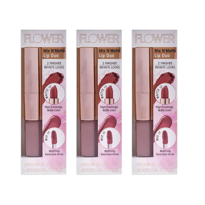 FLOWER BEAUTY Mix N' Matte Lip Duo - Honey Nude (Pack of 3)