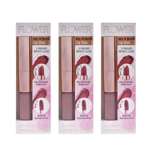 FLOWER BEAUTY Mix N' Matte Lip Duo - Honey Nude (Pack of 3)