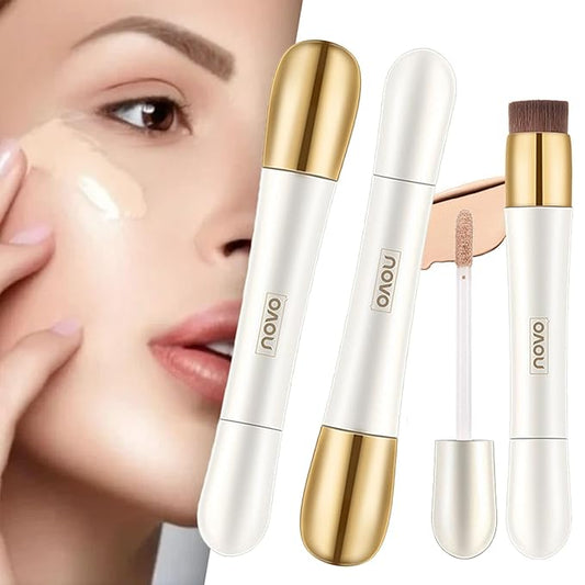 2 in 1 Foundation Anti-Wrinkle Concealer Stick with Built-in Brush, Waterproof, Full Coverage, Matte Finish, 3Pcs - 01-Skin Tone Brighten, 02-Natural White, 03-Natural Color