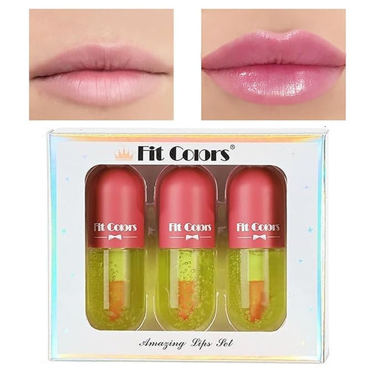 3 Set Alve Color Changing Lip Oil Hydrating Tinted Plump Lip Gloss, Glass Lip Glow Oil Fresh Texture & Non-sticky, Repairing Lightening Lip Lines Lip Care- 01