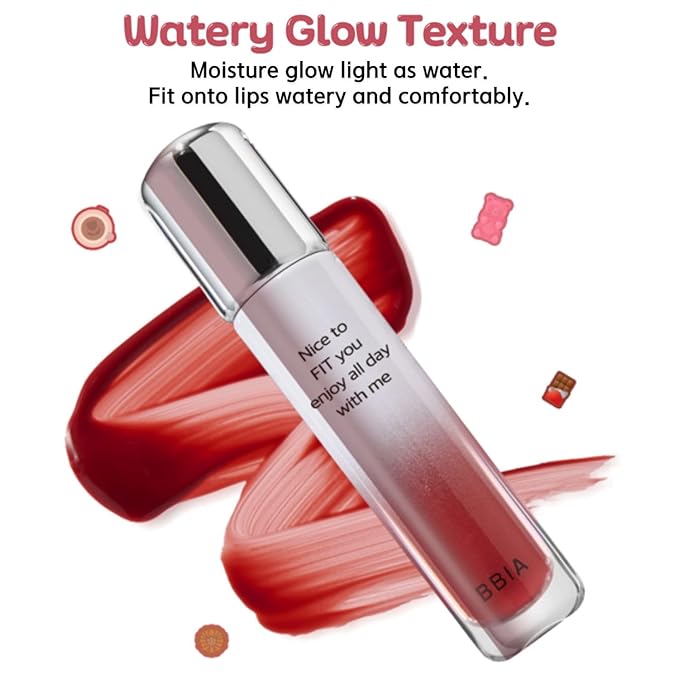 BBIA Water Fit Tint - Extreme Persistence Long-Lasting Watery Glow Fixing Tint Lightweight High Pigment Clear Colors Non-Smudging Glowy Finish Korean Daily Lip Makeup (03 PIECE OF YAKGWA, Pack of 1)