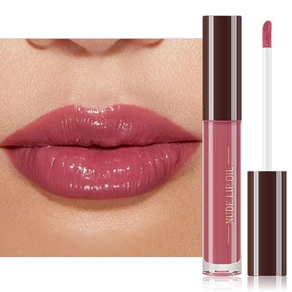 Hydrating Glow Lip Gloss Oil, Tinted Lip Plumper Lip Glosses Oil, Younger-Looking Lips Chocolate Scent, Non-Sticky Creamy Texture for Dry Lips, Brillo labial en aceite hidratante con brillo 08#