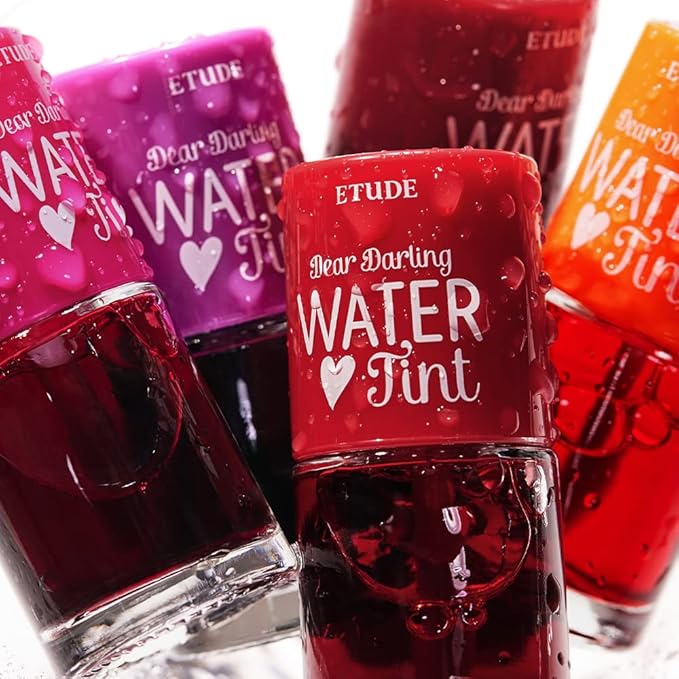 ETUDE Dear Darling Water Tint 3 Color SET (Cherry Ade+Strawberry Ade+Orange Ade, 9g*3) | Vivid Color Lip Stain with Moisturizing Weightless & Non-sticky Finish | Korean Makeup, Perfect for Gift