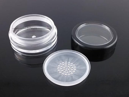 yueton 10pcs Black Edge Open Window 10 Gram Empty Clear Plastic Powder Compact Cosmetic Containers