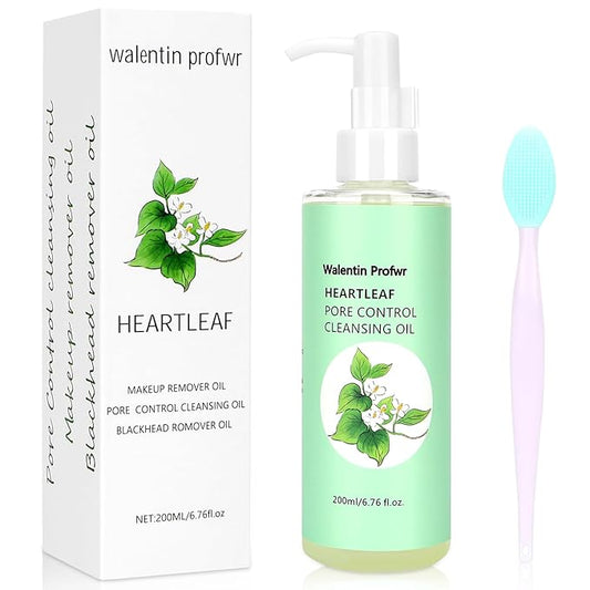Cleansing Oil for Face, Makeup Blackhead Remover Oils, Gentle Heartleaf Deep Pore Control Cleansing Oil with Blackhead Brush, 6.76FL OZ, Face Skin Cleanser