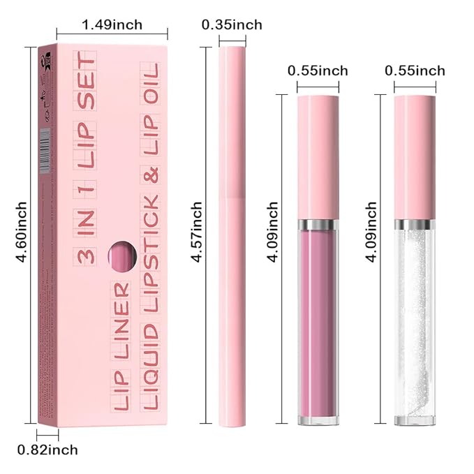 3-in-1Caramel Brown Matte Lip Stain Kit | Waterproof Lip Liner + Hydrating Matte Lip Gloss + Nourishing Lip Oil | Long Lasting Plumping to Create Perfect Lip Makeup.09#