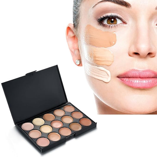Vtrem 15 Colors Contour Palette Kit & 3 Colors Makeup Remover Pads, White/Pink/Brown